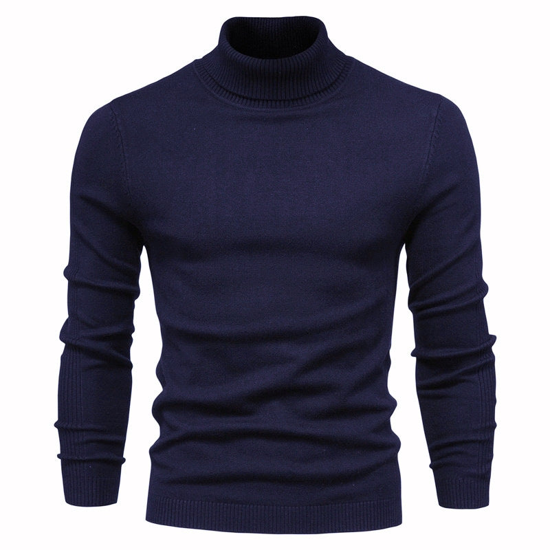 Slim Pullover Sweater For Men | Solid Color Turtleneck | Winter Casual Tops