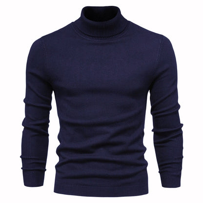 Slim Pullover Sweater For Men | Solid Color Turtleneck | Winter Casual Tops