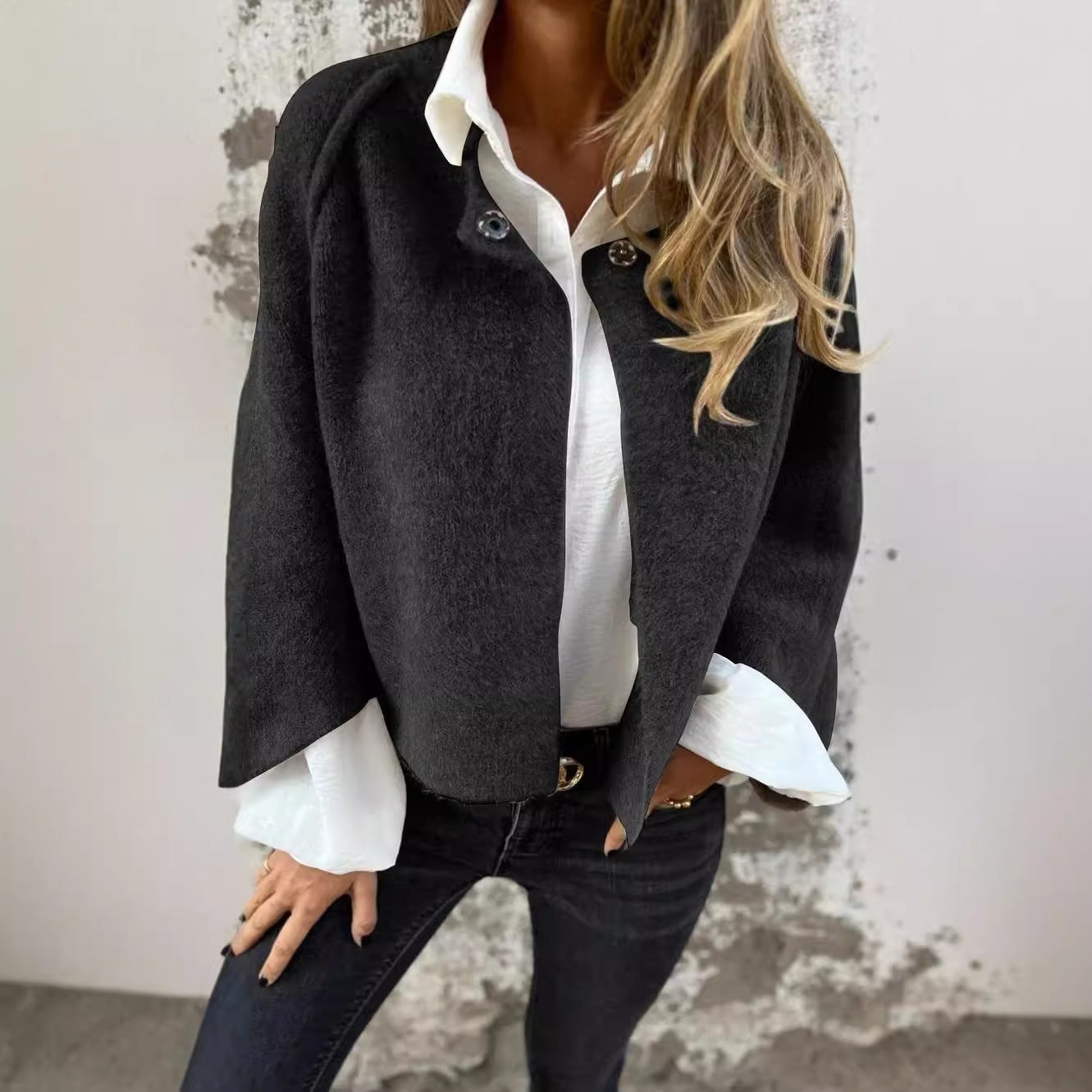 Batwing Sleeve Cardigan | Loose Cashmere Coat | Fashion Cropped Jacket Tops