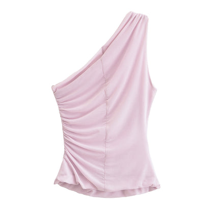 Women's Sleeveless Off-shoulder Ruffled Asymmetric Top