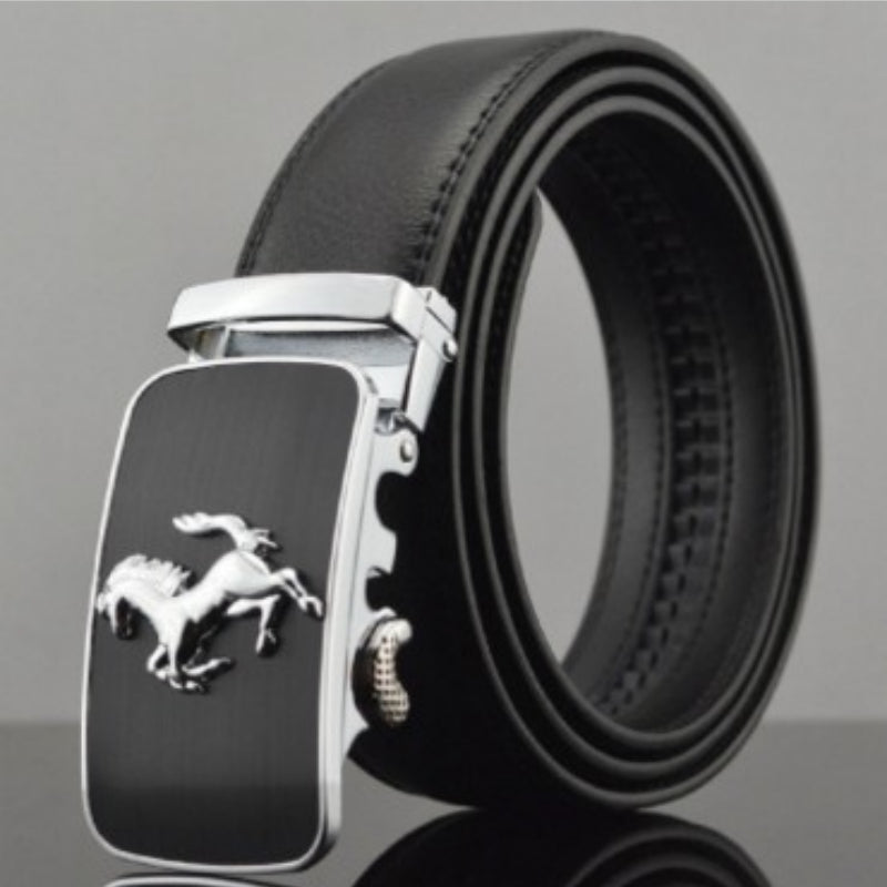 Men Leather Belts – Adjustable Cowhide Strap With Automatic Buckle