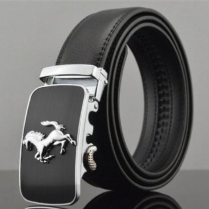Men Leather Belts – Adjustable Cowhide Strap With Automatic Buckle