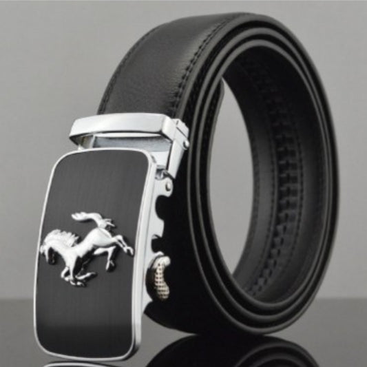 Men Leather Belts – Adjustable Cowhide Strap With Automatic Buckle