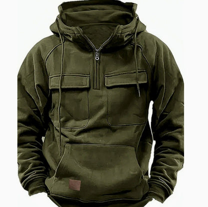 Men's Zip-Up Hoodie - Casual Sports Sweatshirt With Drawstring & Pocket Design