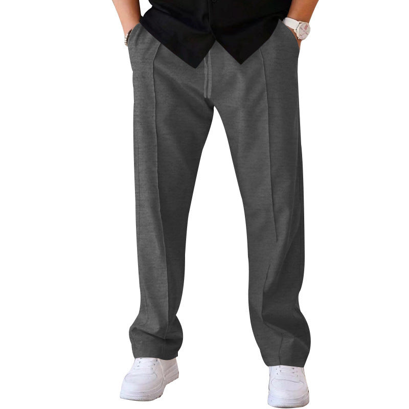 Men's Casual Trousers - Sports Loose Fit Drawstring Waist Pants With Bright Line Design
