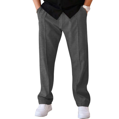 Men's Casual Trousers - Sports Loose Fit Drawstring Waist Pants With Bright Line Design