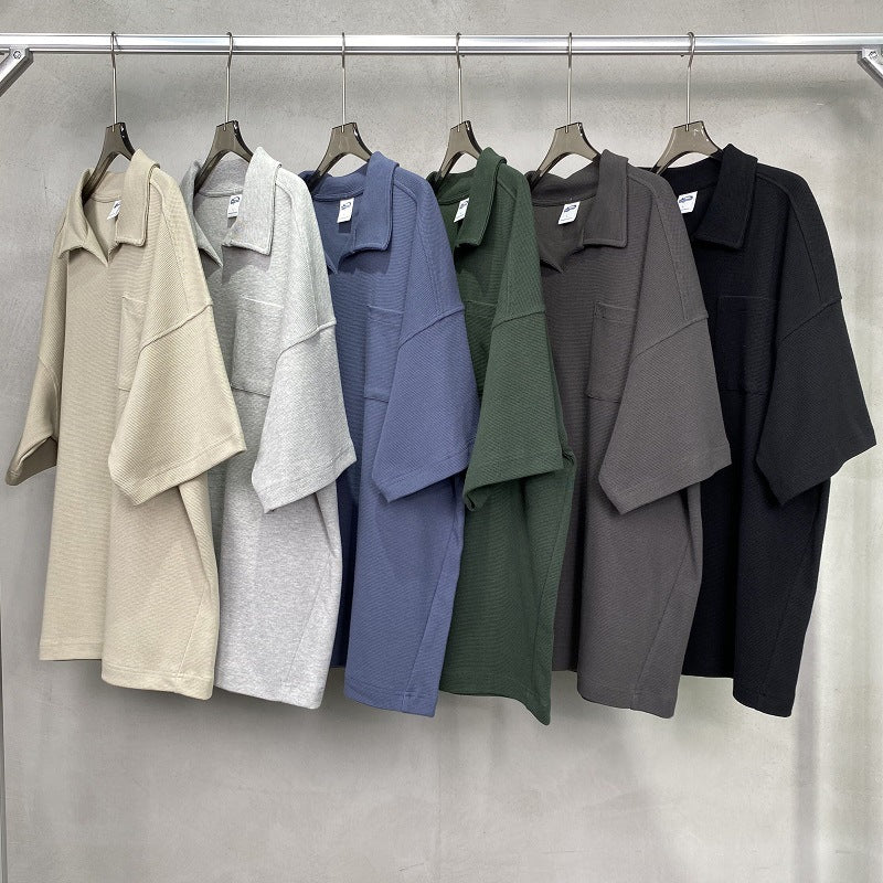 Casual Short Sleeve Men's Simple Lapel Shirt - Loose Fit Cotton Pullover