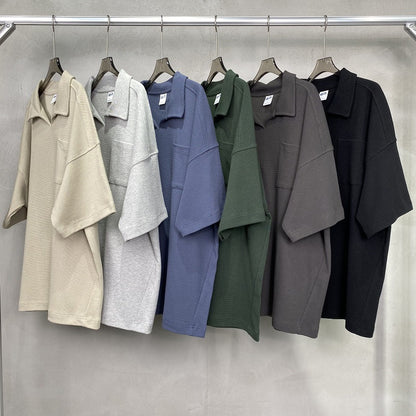 Casual Short Sleeve Men's Simple Lapel Shirt - Loose Fit Cotton Pullover