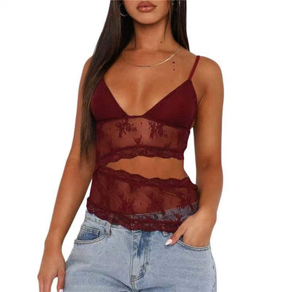 Backless Bralette Top - Lace Stitched V Neck Women Tank Top | Comfortable Summer Wear