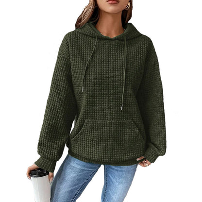 Women's Waffle Hoodie - Cozy Casual Sweatshirts | Lightweight Polyester Fiber Top