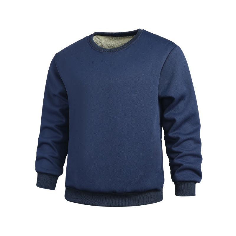 Winter Sports Sweatshirt - Men's Thick Fleece Pullover With Rabbit Hair Fabric