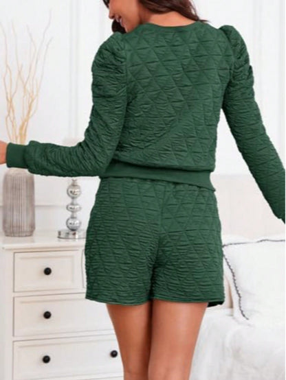 Women's Lounge Wear Set – Two Piece Outfit With Argyle Sweatshirt & Wrap Skort