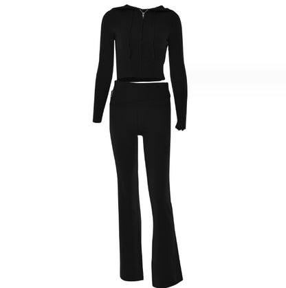 Women's Hoodie Suit | Stylish Casual Wear | Zip Sweater Set With High Waist Pants