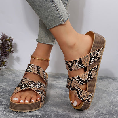 Summer Platform Sandals – Stylish Women Flat Cross Strap Slippers