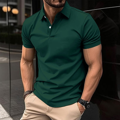 Men's Polo Shirt Summer Short Sleeve | Solid Color Button Lapel Top