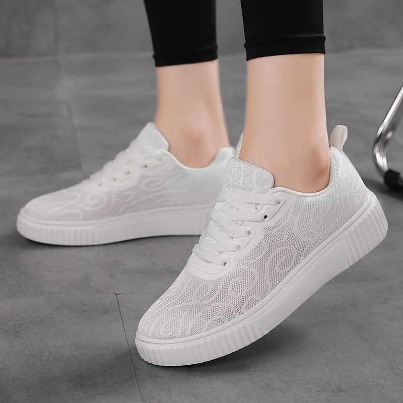 White Platform Shoes | Breathable Lace-Up Summer Casual Shoes For Women