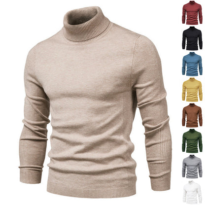 Slim Pullover Sweater For Men | Solid Color Turtleneck | Winter Casual Tops