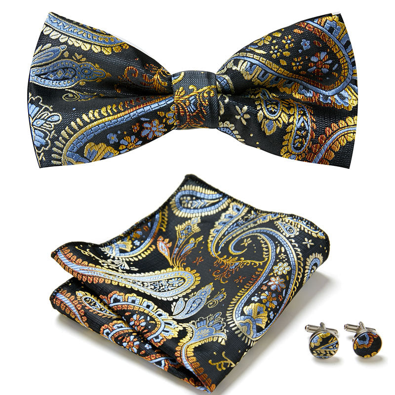 Stylish Bow Ties Set – Men's Floral Polyester Three Piece Tie Set