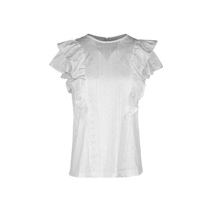 White Casual Shirt – Women's Ruffled Patchwork Blouse | Japanese Korean Style