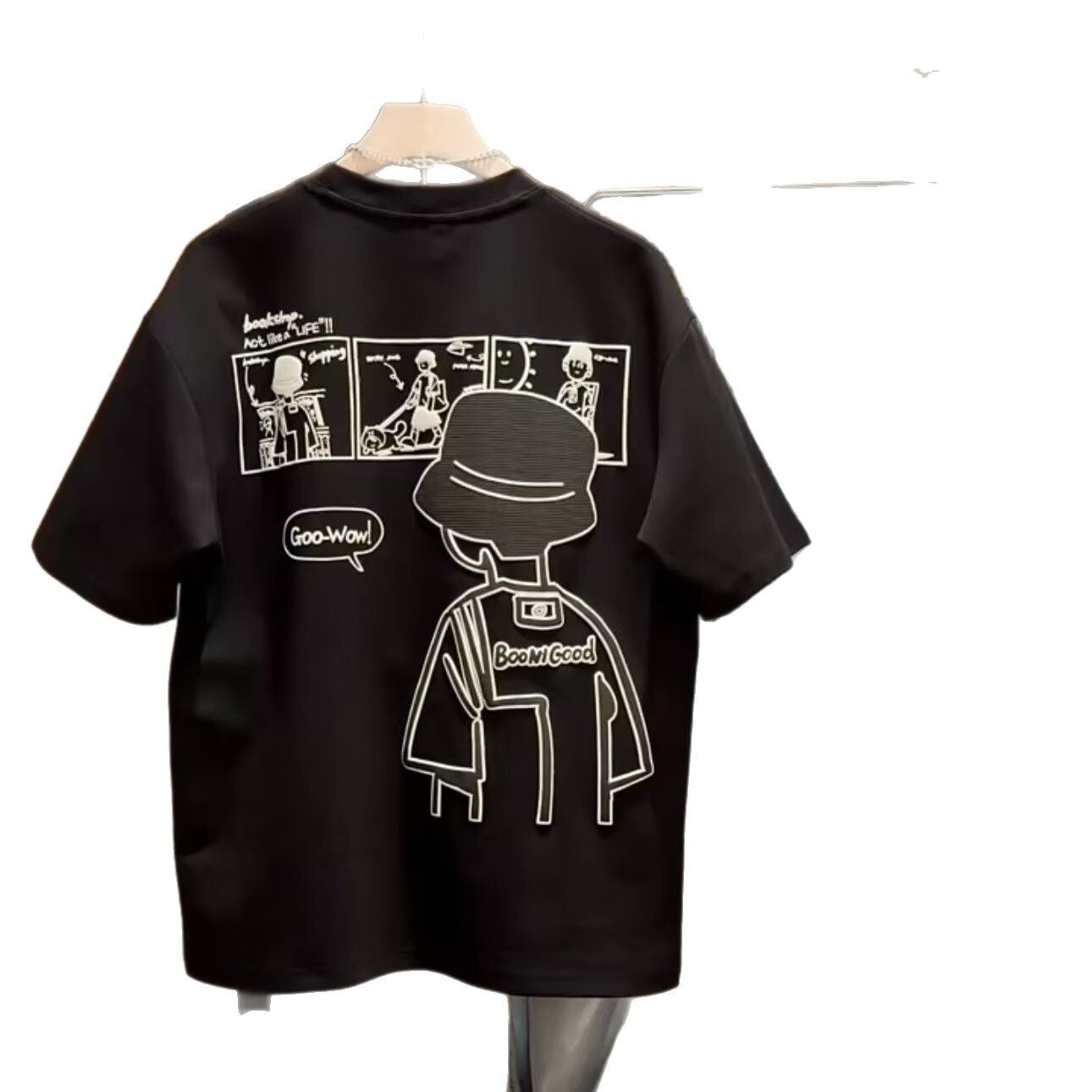 Cotton Men's T-Shirt - Summer Short Sleeve Casual Crew Neck With Trendy Cartoon Print