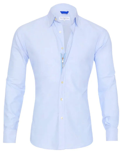 Long Sleeve Zipper Shirt | Slim Fit Cotton Men's Lapel Tops With Button Design