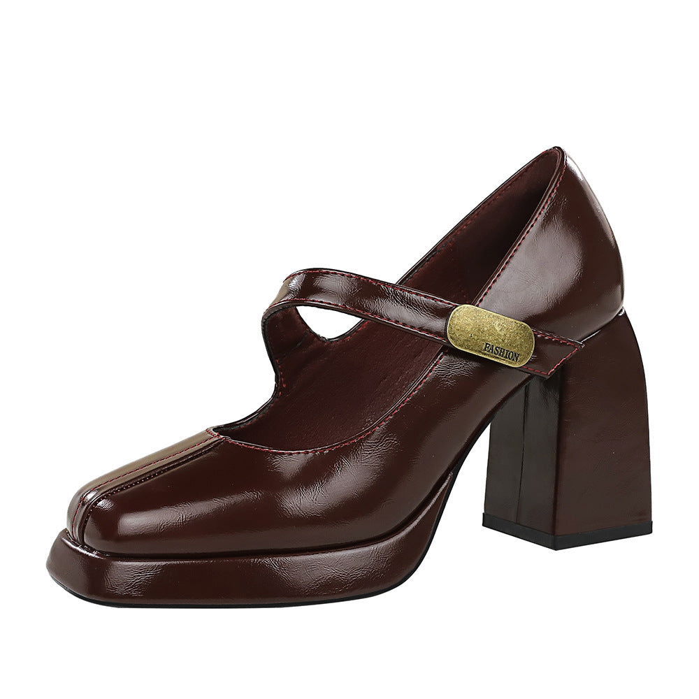 Retro High Heels | Platform Sandals With Square Heel & Metal Buckle
