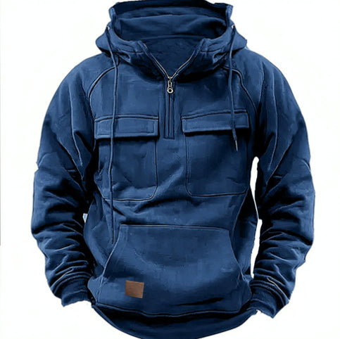 Men's Zip-Up Hoodie - Casual Sports Sweatshirt With Drawstring & Pocket Design