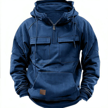 Men's Zip-Up Hoodie - Casual Sports Sweatshirt With Drawstring & Pocket Design