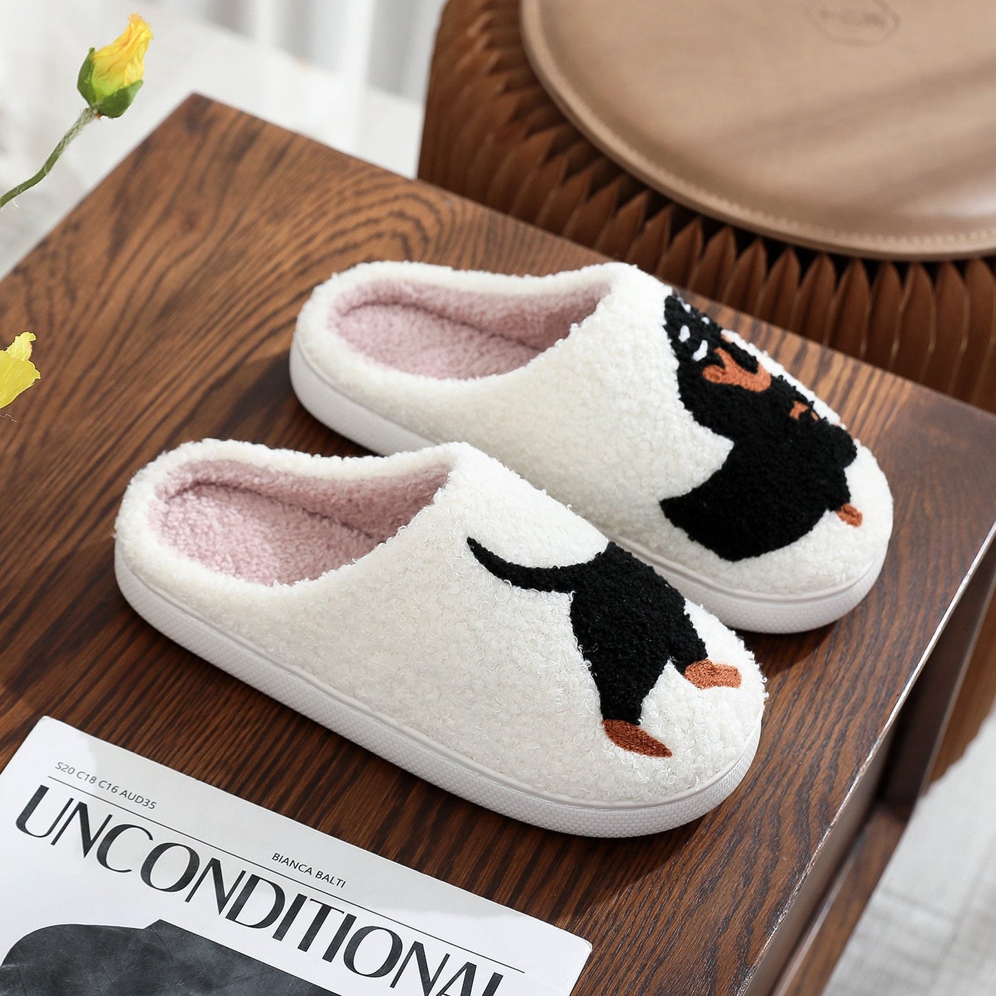 Women's Cotton Slippers – Warm Plush Winter Home Footwear With TPR Sole