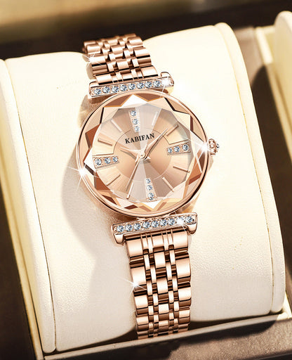 Waterproof Steel Watch – Women's Diamond Mirror Fashion Quartz Movement