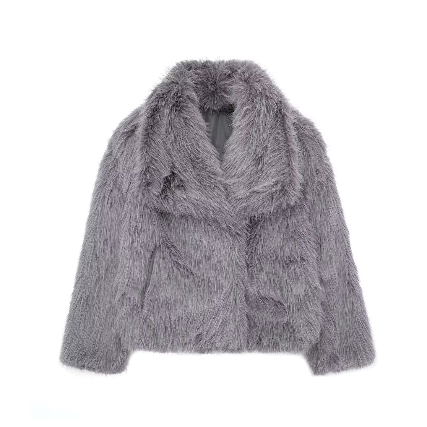 Winter Plush Coat – Thick Warm Coat With Fluffy Lapel Jacket Design
