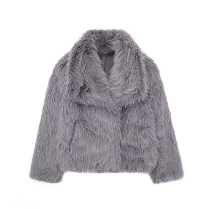 Winter Plush Coat – Thick Warm Coat With Fluffy Lapel Jacket Design