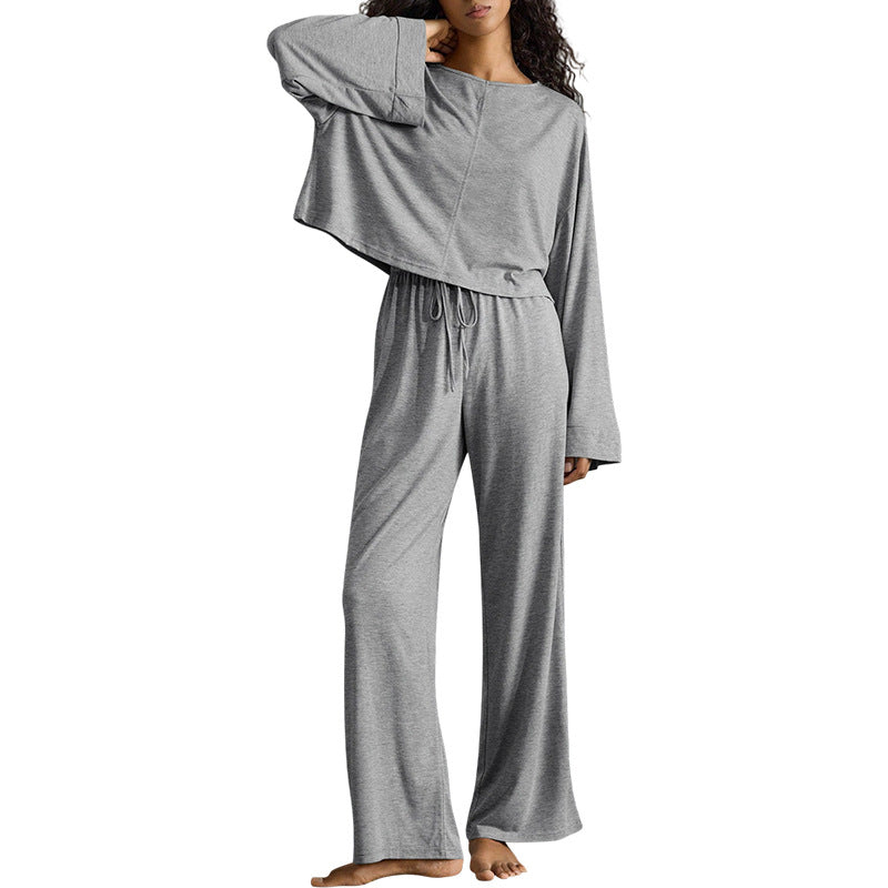 Batwing Sleeve Top Casual Homewear Suit – Comfortable Milk Silk Lounge Set
