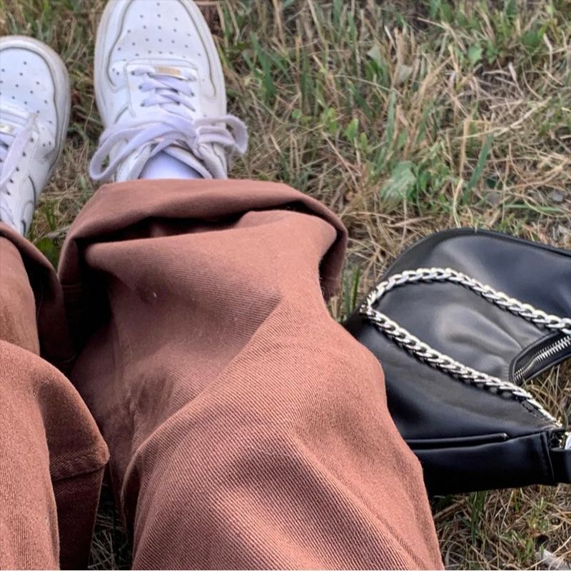 Brown Jeans | Retro Denim Pants | High Waist Straight Leg Trousers