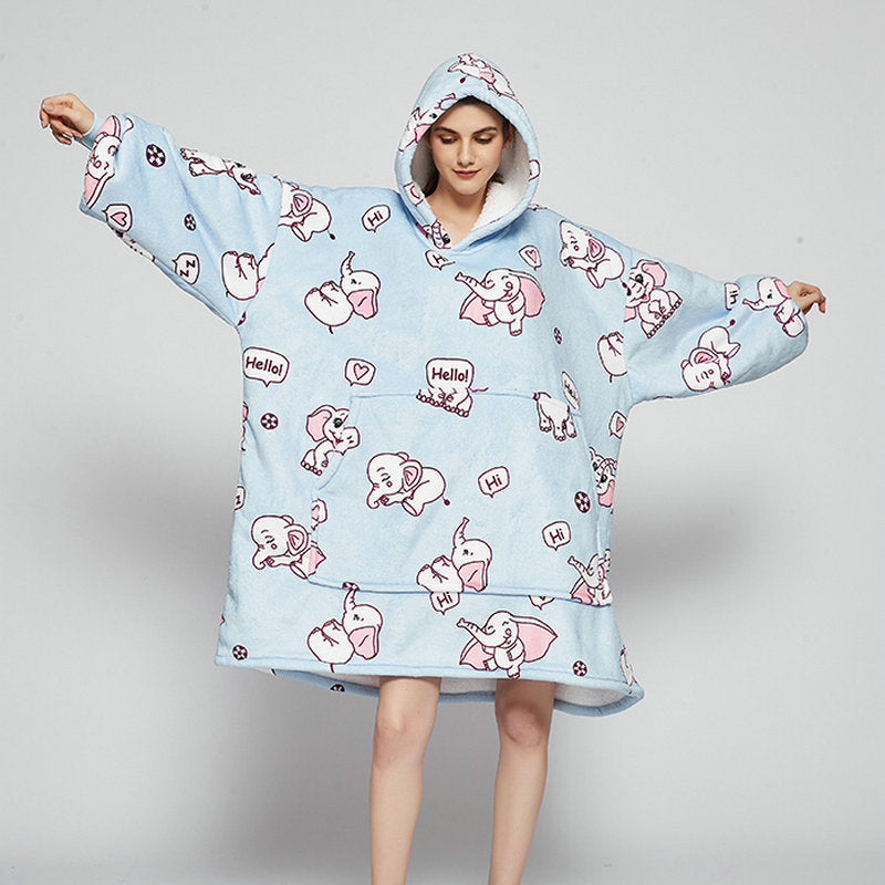 Wearable Blanket Hoodie – Cozy Fleece Sleepwear With Warm Oversized Fit