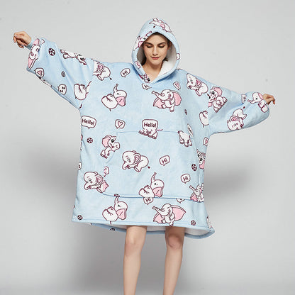 Wearable Blanket Hoodie – Cozy Fleece Sleepwear With Warm Oversized Fit