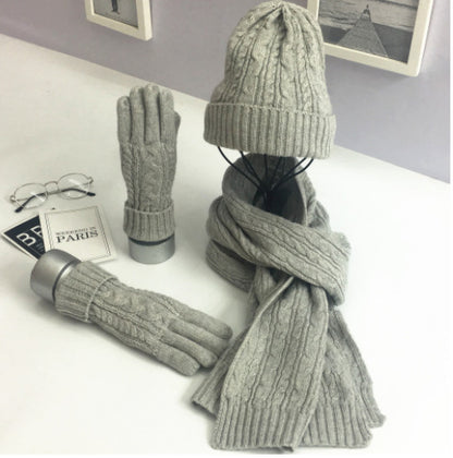 Warm Hat Scarf Set – Unisex Winter Accessory Set With Soft Cotton Gloves