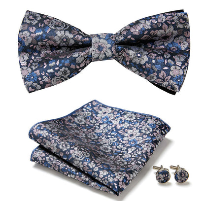 Stylish Bow Ties Set – Men's Floral Polyester Three Piece Tie Set