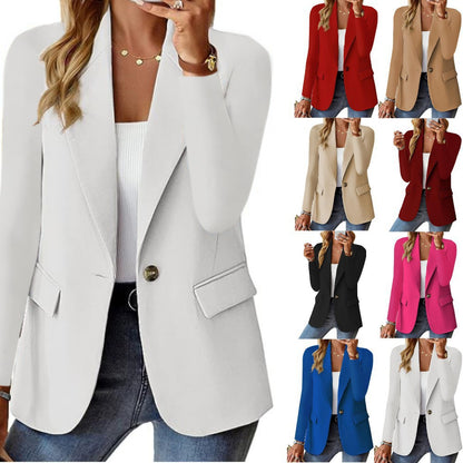 Women's Suit Jacket - Casual Blazer With Pocket Detail, Long Sleeve British Style