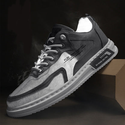 Men Sneakers Platform | Breathable Canvas Lace-Up Shoes With Rubber Sole