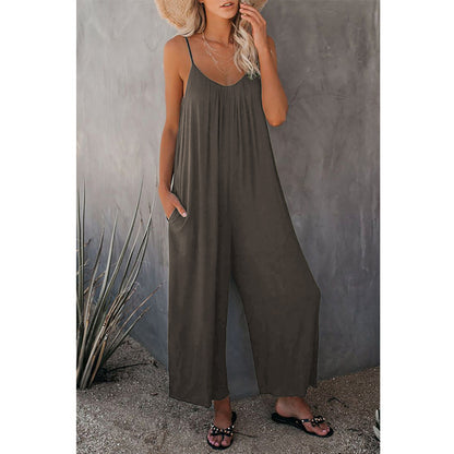 Women's Sleeveless Jumpsuit | Loose Waist Pants | Summer Romper With Pockets