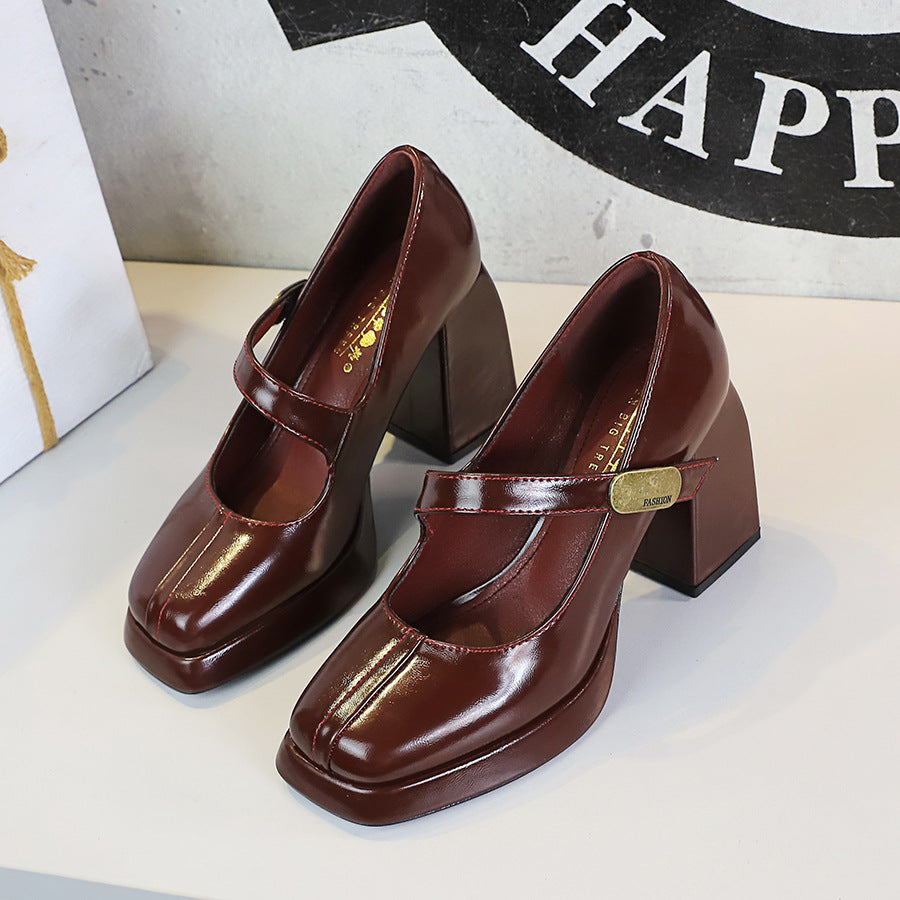 Retro High Heels | Platform Sandals With Square Heel & Metal Buckle