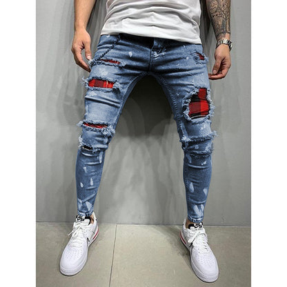 Men's Paint Jeans | Slim Fit Cotton Denim Pants With Artistic Paint Splatter