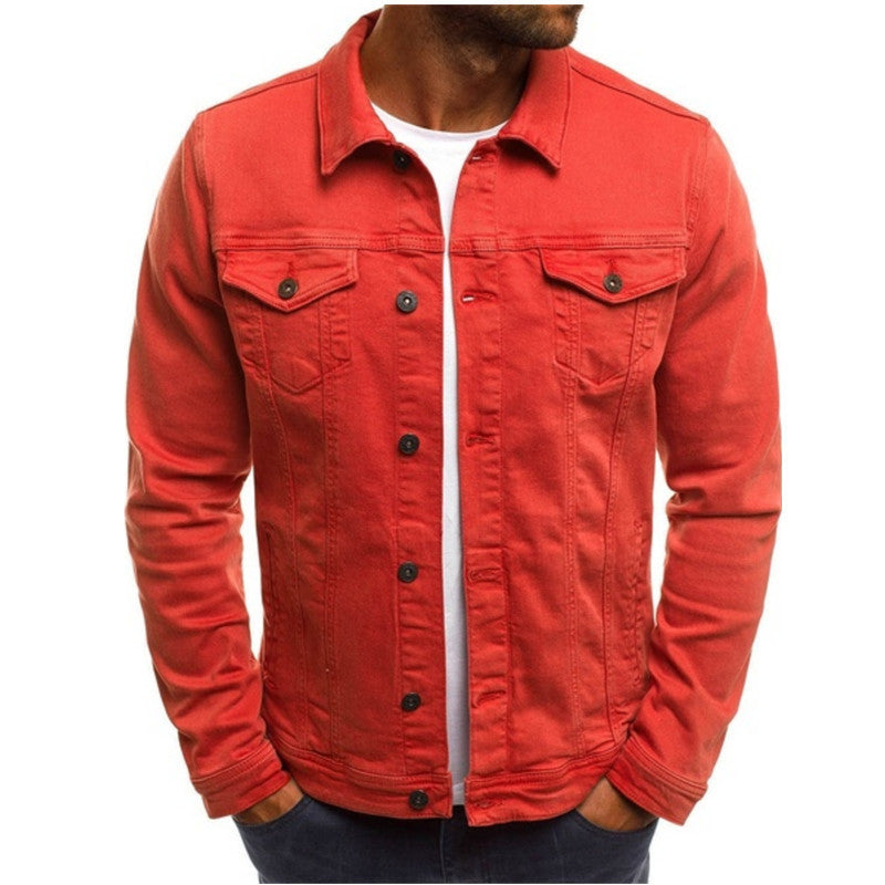 Men Denim Jacket - Casual Cotton Button-Up Shirt Lightweight Outerwear