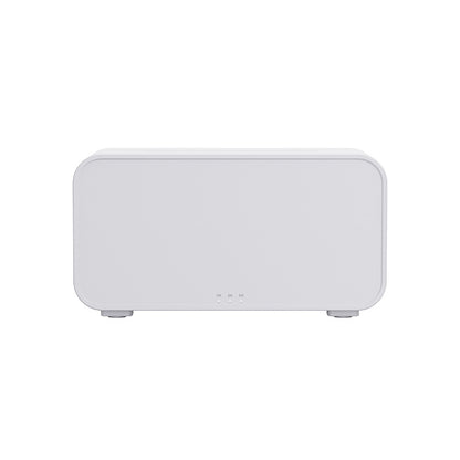 White rectangular electronic device with rounded corners and timer settings on front panel