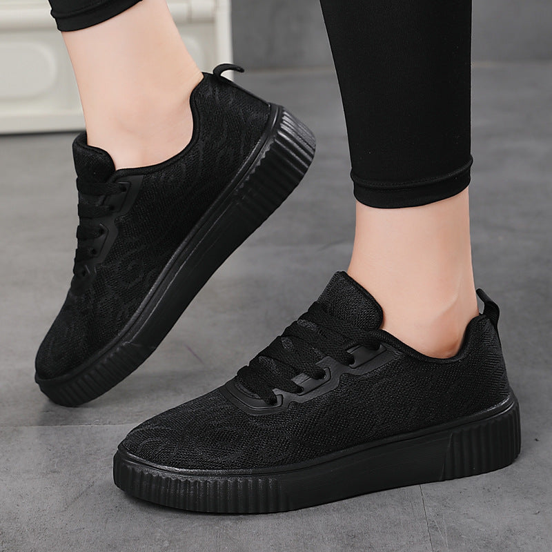 White Platform Shoes | Breathable Lace-Up Summer Casual Shoes For Women