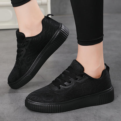 White Platform Shoes | Breathable Lace-Up Summer Casual Shoes For Women