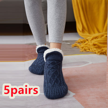 Winter Woolen Socks - Thick Indoor Slipper Socks With Non Slip Grip