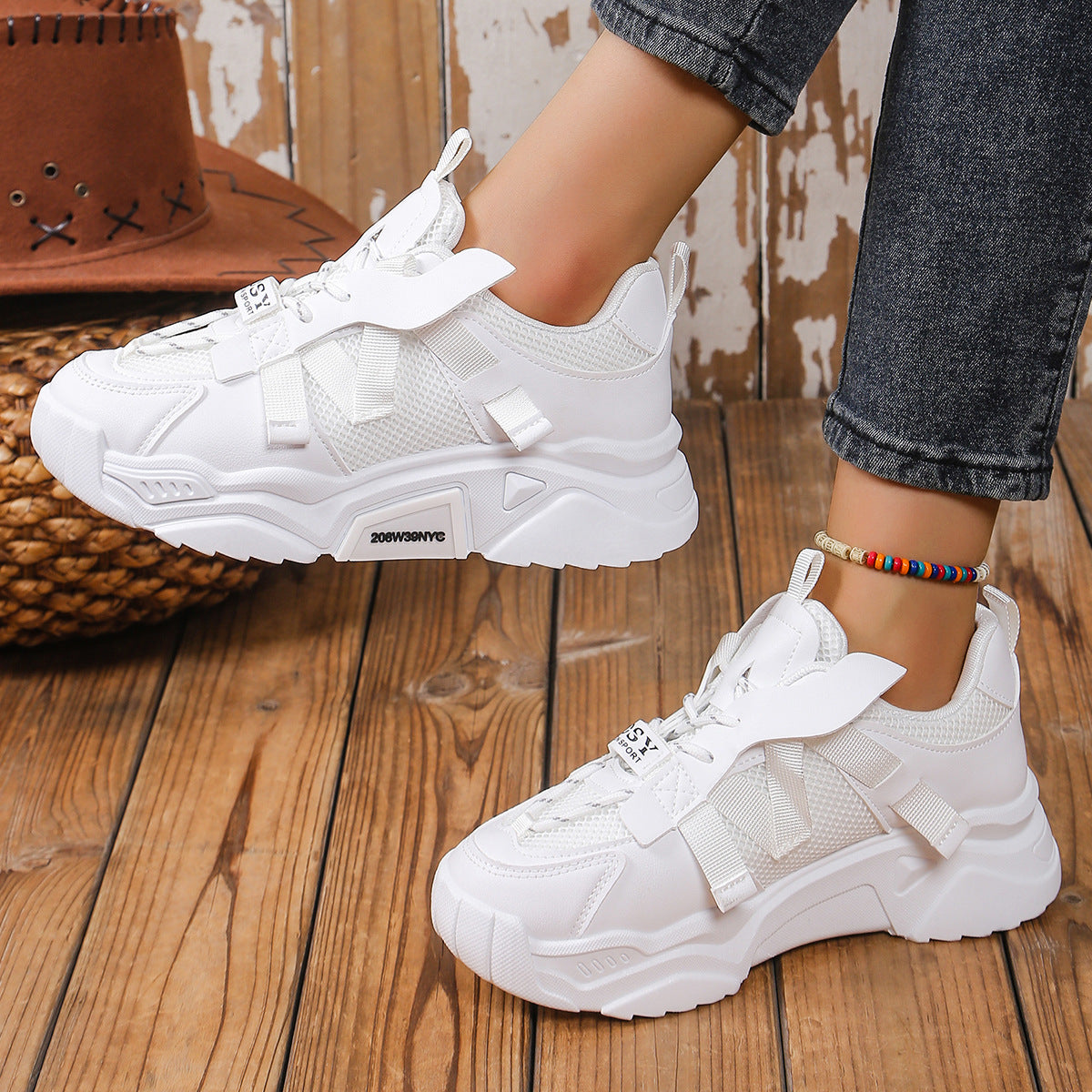 Women's Mesh Dad Shoes | Breathable Platform Sneakers With Animal Pattern