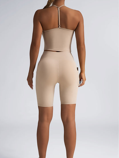 Womens Lounge Sets - Ribbed Two Piece Sets With High Waist Shorts & Pockets